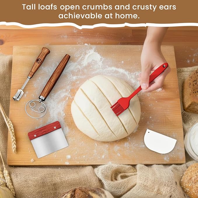 Riccle Cotton Rope Banneton Bread Proofing Basket Set, 9 Inch Round Bread Basket with Liners & Covers for Artisan Bread Baking, Sourdough Bread Baking Supplies (27)