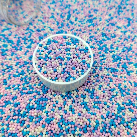 Mermaid Sprinkles Pink Blue Purple and White Nonpareils Sprinkles Edible Mini Pearl Sprinkle for Cake Decorations, Baking, Ice Cream, Cookies, Donuts and Lollipops - 2mm Sugar Pearls