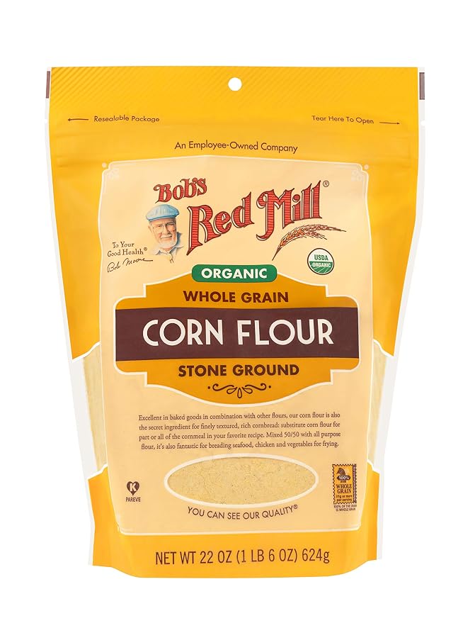 Bob's Red Mill Organic Corn Flour, 22oz (Pack of 4) - Organic, Non GMO, Whole Grain, Vegan, Kosher