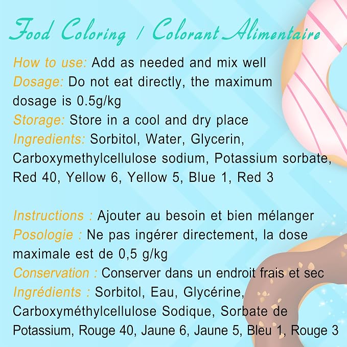 Gel Food Coloring - Rainbow Edible Gel Food Color Dye for Baking, Cake Decorating, Royal Icing, Cookie, Fondant, Macaron - 7 x 15g Food Grade Concentrated Food Coloring for Drinks, DIY Crafts