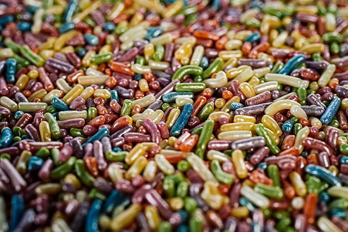 100% NATURAL PEARLIZED RAINBOW SPRINKLES - Dairy Free, Nut Free, Gluten Free, Soy Free, Egg Free, Vegan, Kosher,Cake Decorating Jimmies,Cupcakes,Cookies,Cakes Topper,Bulk Candy,Large 1.5 LBS