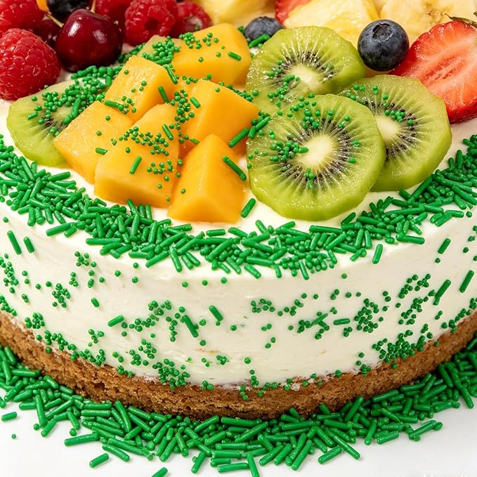 Sentovac Green Jimmies Sprinkles Edible for Cake Decorating Green Sprinkles Sugar Candy Cookie Cupcake Topper Ice Cream Baking Decorations Wedding Halloween Christmas Supplies 3.53oz