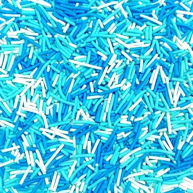 Sentovac Blue and White Jimmies Sprinkles Edible for Cake Decorating Winter Frozen Sprinkles Sugar Candy Cookie Cupcake Topper Ice Cream Baking Decorations Wedding Halloween Christmas Supplies 3.53oz