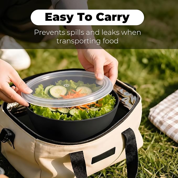 ZHANG XIAO QUAN SINCE 1628 Food Storage Containers Set of 4, PP5 Plastic Fresh-Keeping Container BPA Free, Airtight Lids, Microwave and Freezer Safe, BLACK