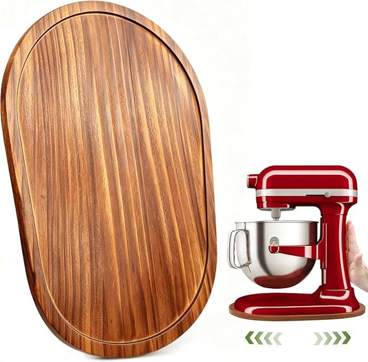 Mixer Slider for Kitchenaid Mixer 5-8 Qt Bowl Lift Stand Mixer Pine Wood Countertop Appliance Sliding Tray Mover Sliding Caddy for Kitchen Aid Slider Mat Accessories Attachments Brown