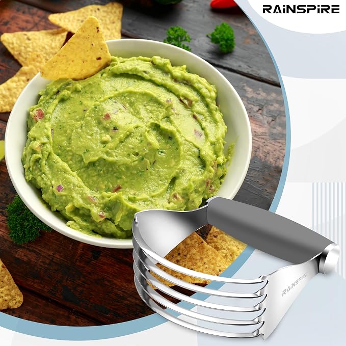 Rainspire XL Pastry Cutter For Baking, Heavy Duty Pastry Blender Stainless Steel, Thick Sharp Blades Dough Blender, Dough Cutter Butter Cutter Pastry for Easy Mixing, Dishwasher Safe, Grey