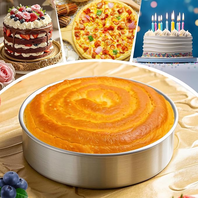 8 Inch Cake Pan Set of 2, Stainless Steel Baking Pan Round Cake Mold for Layered Cakes, No Coating Smash Cake Pans Cake Mold, Mirror Finish Dishwasher Safe Cake Pans Sets for Baking