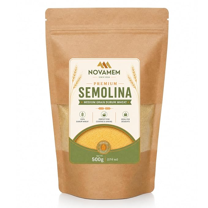 Premium Semolina Flour, Authentic Turkish Durum Wheat for Pasta, Couscous, Baking & Traditional Desserts, Freshness-Sealed Pouch, 500g (17.6 oz)
