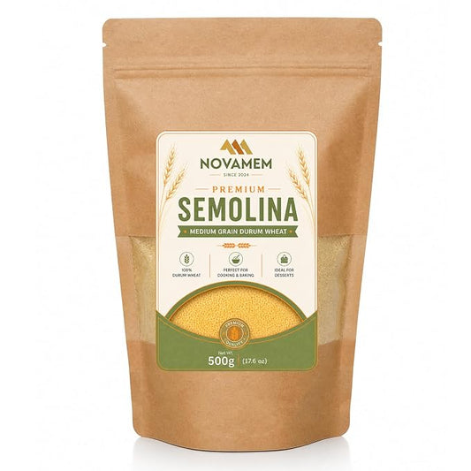 Premium Semolina Flour, Authentic Turkish Durum Wheat for Pasta, Couscous, Baking & Traditional Desserts, Freshness-Sealed Pouch, 500g (17.6 oz)