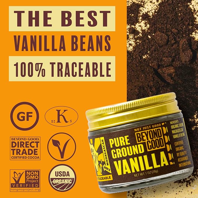 Organic Pure Ground Vanilla Powder | Pure Madagascar Grade A for Bakers, Chefs, Ice Cream Makers, and Home Cooks | Beyond Good Vanilla