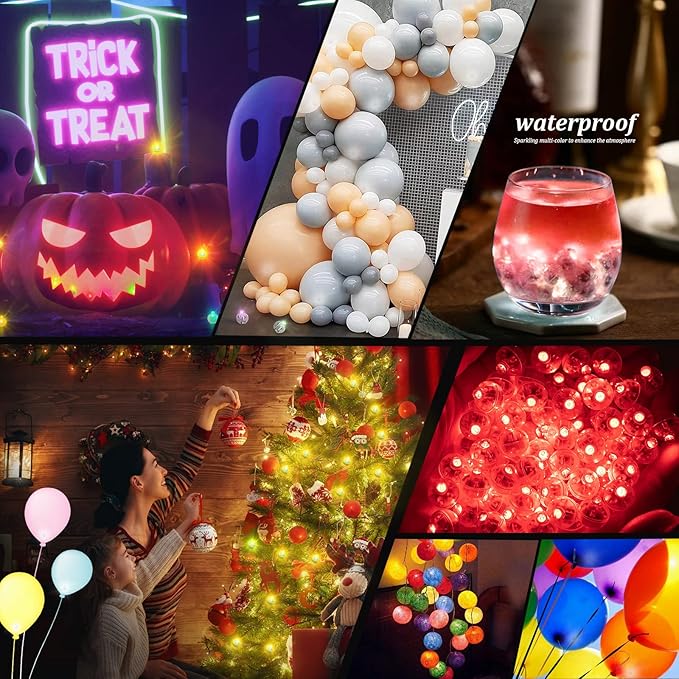 200pcs Red LED Balloon Lights, Mini Led Lights Small Round LED Ball Lamp for Paper Lantern Balloons Indoor Outdoor Party Event Fun Birthday Party Supplies Wedding Halloween Christmas Decoration
