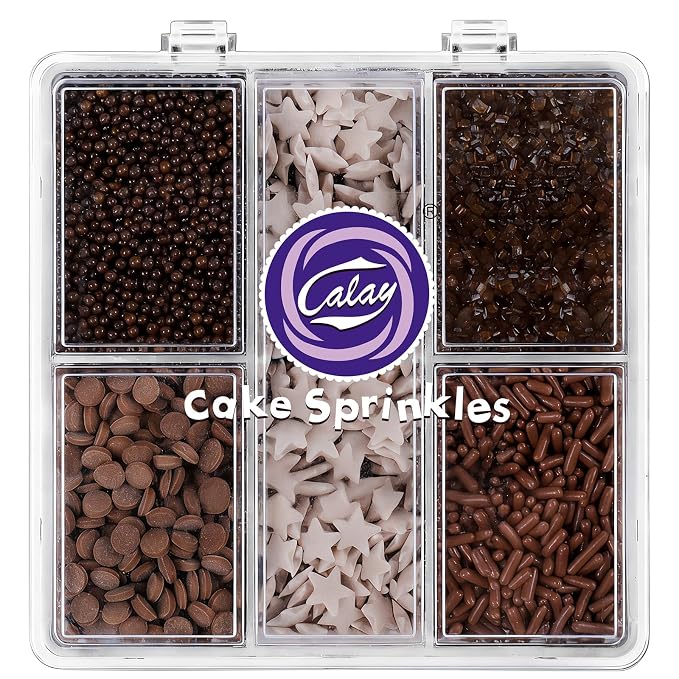 Sprinkles for Cake Decorating, 4.8oz Chocolate Sugar Sprinkles with Nonpareils Stars Sanding Sugar Confetti and Jimmies for Cake Cupcake Cookie Baking Dessert Donuts Topping