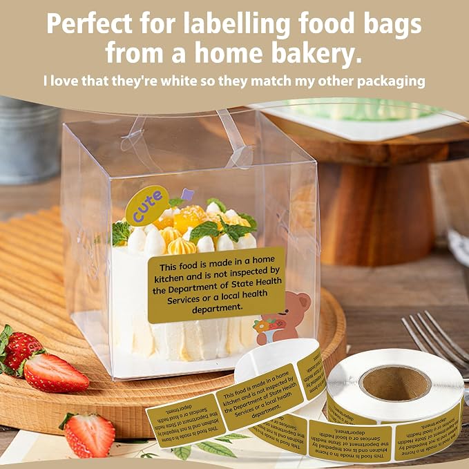 500 Count Cottage Food Law Labels Stickers, 2x1 Inch Made in a Home Kitchen Labels, Cottage Law Labels for Homemade Bakery, Farmers Market Packaging, Home Kitchen (Kraft Brown-500, 2 x 1 Inch)