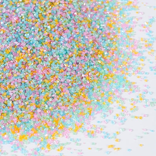 Pastel Sanding Sugar, 120g - Blue Green Pink Yellow Edible Sparkling Sugar Crystals for Spring Baking Decorations, Cookies, Cakes, Cupcakes - Easter Egg Decor Sugar Crafting