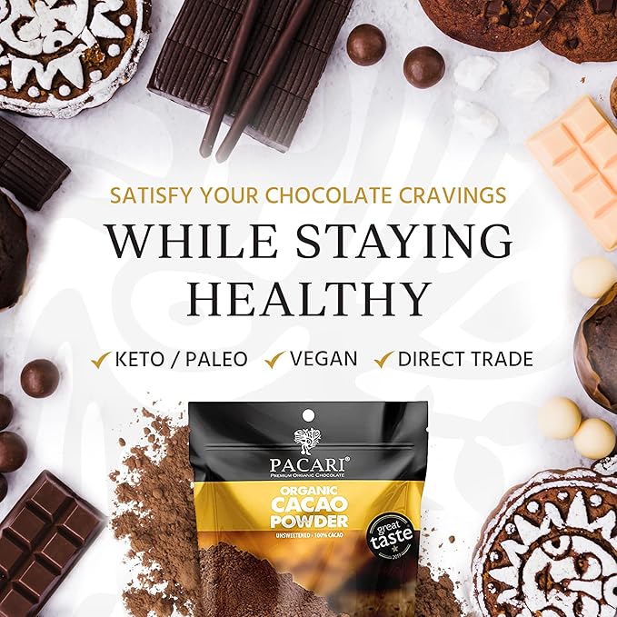 Paccari Cocoa Powder | Organic Cacao Powder Unsweetened | 100% Natural, Gluten Free, Organic, Non-GMO | Fair Trade Cacao Amargo en Polvo | (16 Oz)