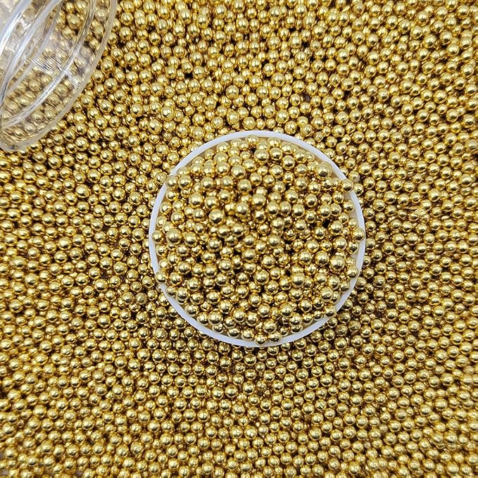 EPHVODI Gold Sprinkles Christmas Nonpareils Sprinkles Edible Mini Pearl Sprinkle for Cake Decorations, Baking, Ice Cream, Cookies, Donuts and Lollipops - 2mm Sugar Pearls 3.88oz