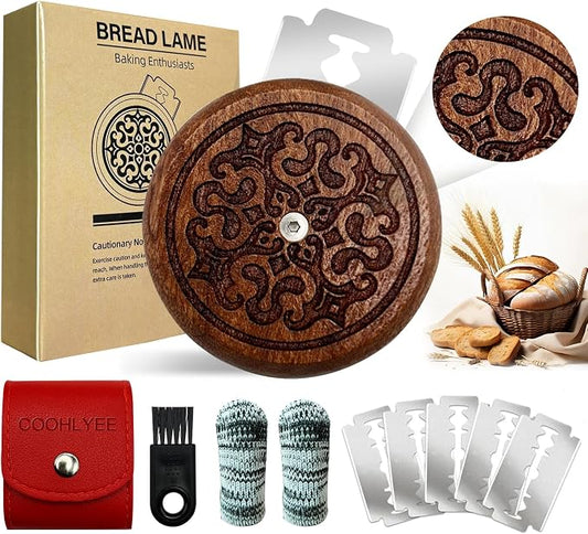 Upgraded UFO Bread Lame Cutter for Homemade Sourdough, Bread Scorer Tool for Sourdough with 5 Blades, & PU Case, Slashing Tool Bread Cutting Knife for Artisan Bread and Baguette Makers