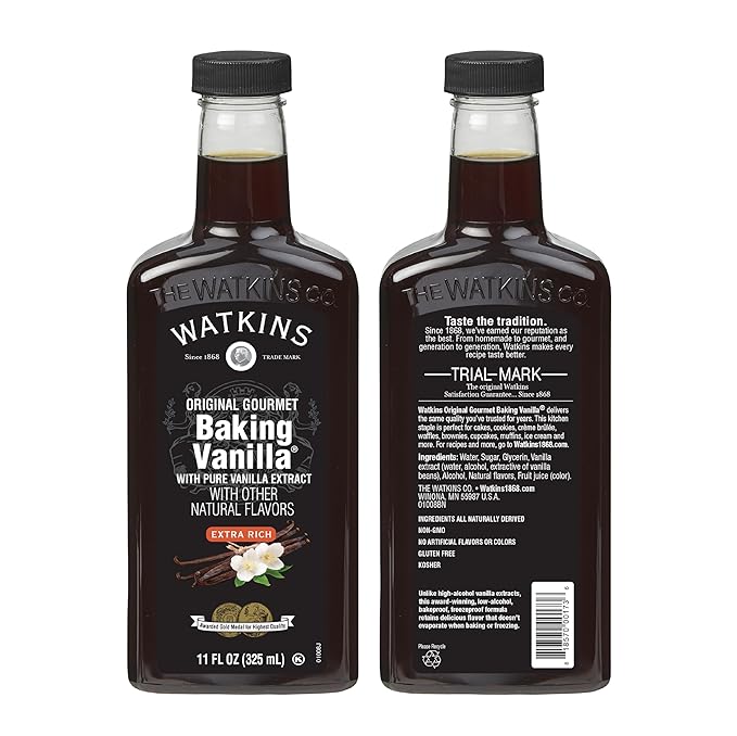 Watkins All Natural Original Gourmet Baking Vanilla, with Pure Vanilla Extract, 11 Fl Oz (Pack of 1) - Packaging May Vary