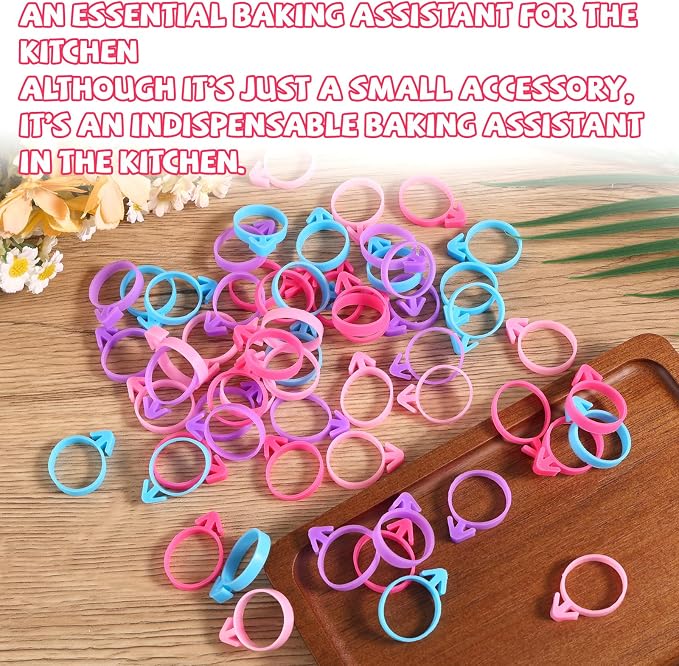 60pcs Pastry Bag Ties, Reusable Silicone Piping Bag Clips for Baking Decorating Icing Bags Seals for Cupcakes Cookies Pastry Supplies (4 Colors)