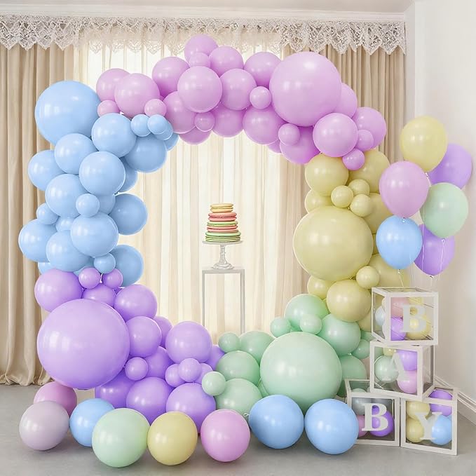 126Pcs Back to School Pastel Rainbow Balloons Arch Garland Kit, 18/10/5 Inch Macaron Pastel Spring Balloon Arch for Mother‘s Day, Unicorn Birthday Party,Baby Shower,Wedding Decoration