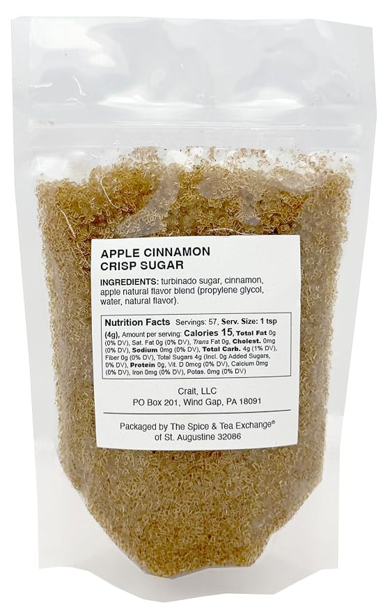 crait Apple Cinnamon Sugar - 8 Ounce Resealable Bag –– Baking Sugar, Cocktail Rimming, Finishing Sugar