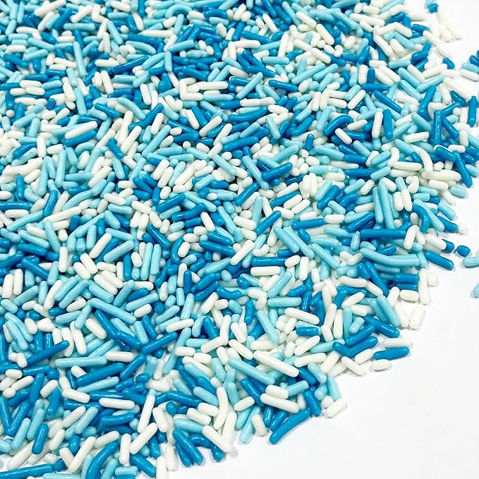 Homipooty Blue White Soft Jimmies Sprinkles Edible Candy Jimmies Sprinkles for Cake Decorating 78g/2.75oz Cookie Cupcake Topper Ice Cream