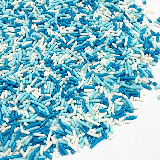 Homipooty Blue White Soft Jimmies Sprinkles Edible Candy Jimmies Sprinkles for Cake Decorating 78g/2.75oz Cookie Cupcake Topper Ice Cream