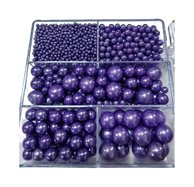 Edible Purple Pearl Sprinkles for Cake Decorating, Mixing 4 Sizes Purple Sugar Cupcake, Ice Cream, Donuts, Macaron Toppings Supplies 90g/ 3.17oz