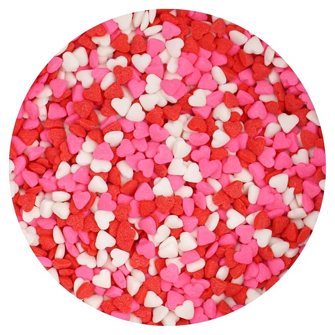 Mini Heart Sprinkle Mix 3.35 oz, Valentines Sprinkles For Cake Decorating, Baking, Ice Cream & More, The Hampton Candy Company