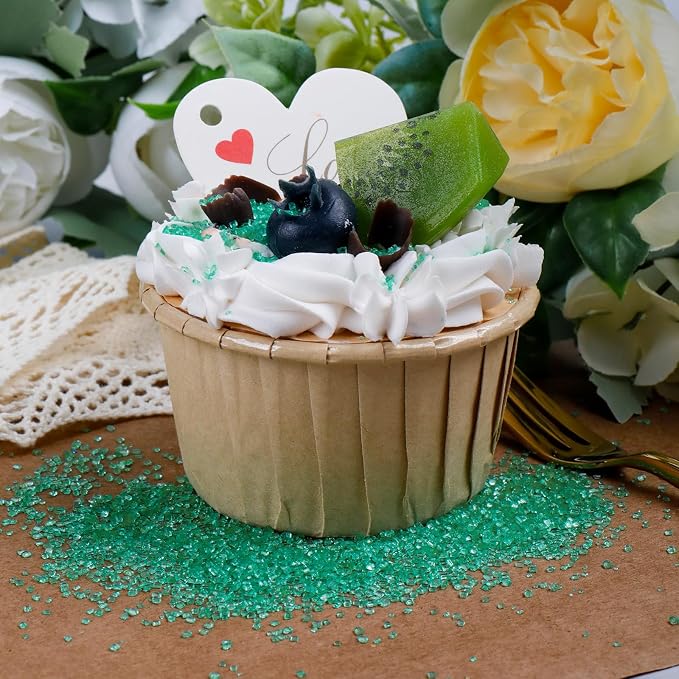 Green Sanding Sugar - Sparkling Sugar Crystals for Baking Decorations (130g/4.6oz) - Edible on Cookies, Cupcakes, Cakes, Ice Cream | Wedding, Party, Valentines Sugar Sprinkles