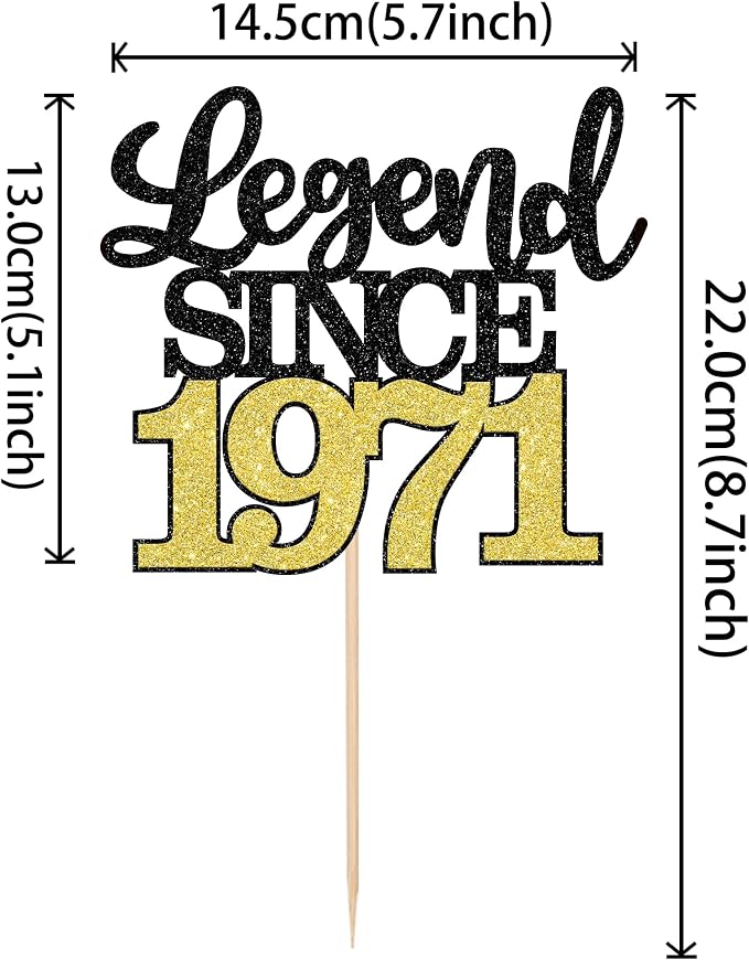 1 PCS Legend Since 1971 Cake Topper Black Gold Glitter Fifty Five Happy 55th Birthday Cake Pick Hello 55 Cheers to 55 Years Cake Decoration for 55th Birthday Anniversary Party Decorations Supplies