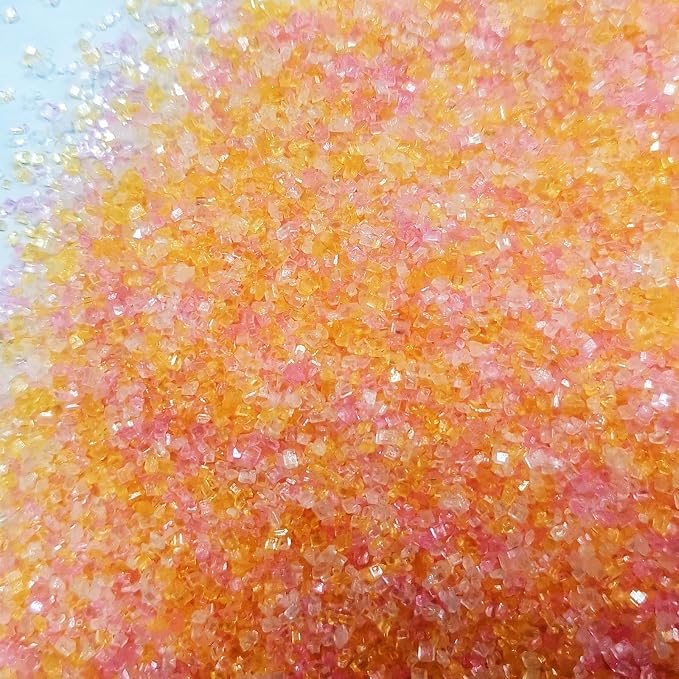 HeDeon&Rles Edible Yellow Pink White Sanding Sugar Crystals for Baking 120g/4.23oz Sparkling Sugar Crystals for Baking Cake Cupcake Icing Top Birthday Wedding Easter Halloween Christmas Supplies
