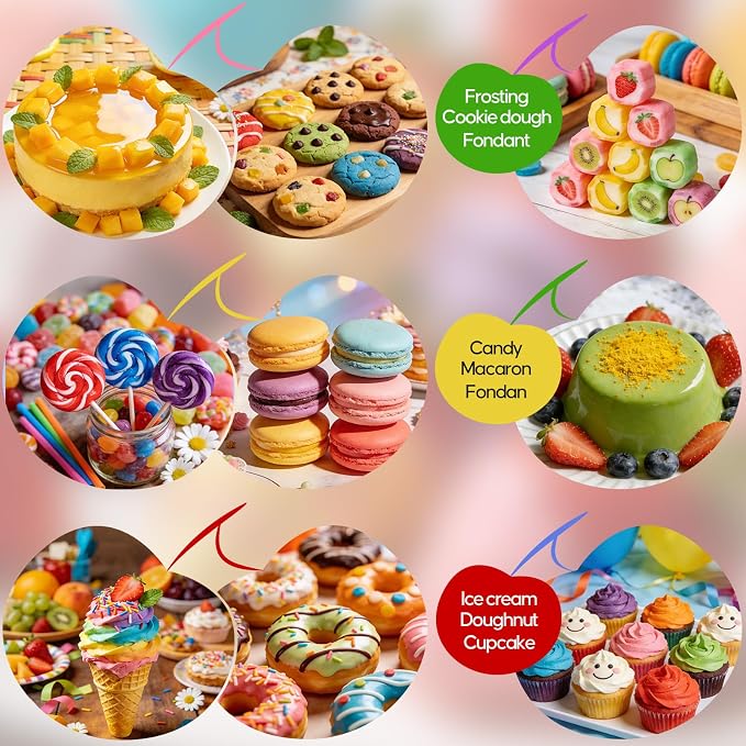 Natural Food Coloring Powder 4 Colors Set Artificial & Synthetic Dye Free Food Dye Powder for Baking Cake Decorating, Frosting, Slime Making & Cookies
