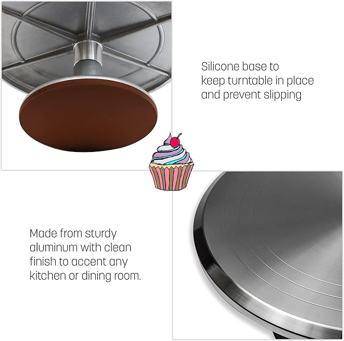 Trademark Innovations 12" Revolving Cake Decorating Turntable Stand - Professional Aluminum & Non-Slip