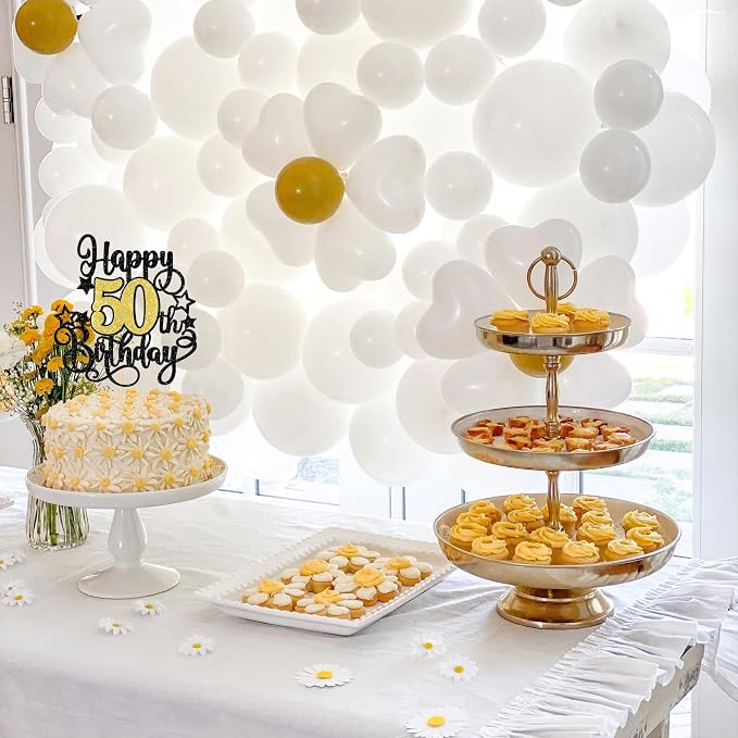 1 PCS Happy 50th Birthday Cake Topper Black Gold Glitter Cheers to 50 Years Birthday Cake Pick Hello 50 Fabulous Cake Decoration for Happy 50th Birthday Anniversary Party Decorations Supplies