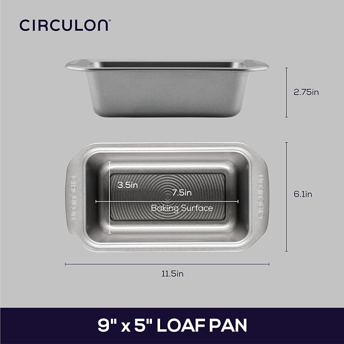 Circulon Nonstick Bakeware 9-Inch x 5-Inch Loaf Pan, Gray