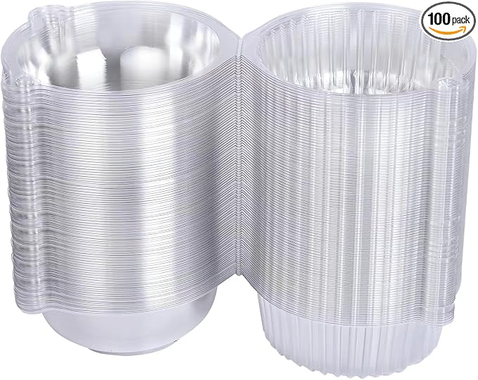 jumbo muffin containers for home,clear Plastic dessert cups(100pc) | clear plastic Cupcake Containers,extra large Muffin Containers,can also hold Sandwich,burgers,(5.3 * 3.7in,100 pc)