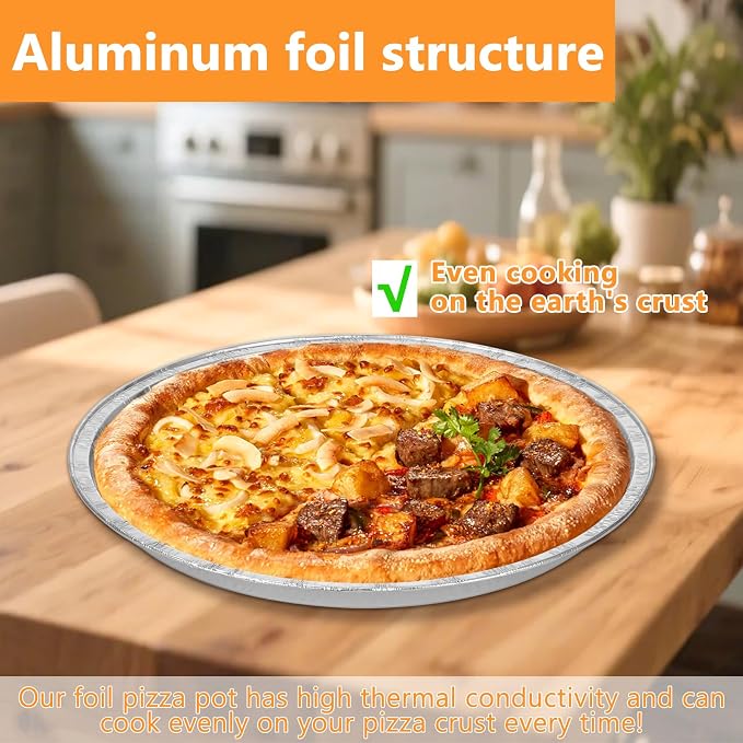 20 Pcs Disposable Pizza Pans 12 Inch Round Aluminum Pizza Pans Disposable Foil Bakeware Serving Trays Oven Safe for Baking Pizzas Chocolate Cookie Cakes Party Activities Decorations