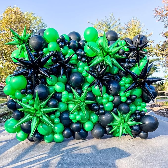 Voircoloria 130pcs Green Balloons Different Sizes 18" 12" 10" 5" Party Latex Balloons for Birthday Dinosaur Baby Shower St. Patrick's Day Summer Jungle Forest Safari Party Decorations
