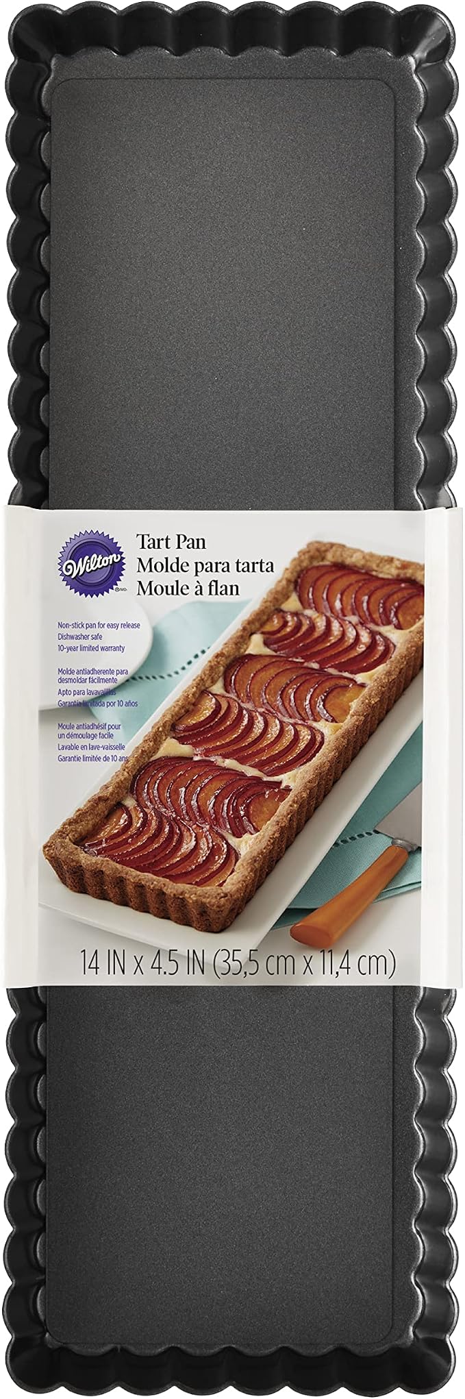 Wilton Extra Long Non-Stick Tart and Quiche Pan, the Fluted Edges on Your Tarts and Quiches will Add a Touch of Flair, 14 x 4.5-Inch