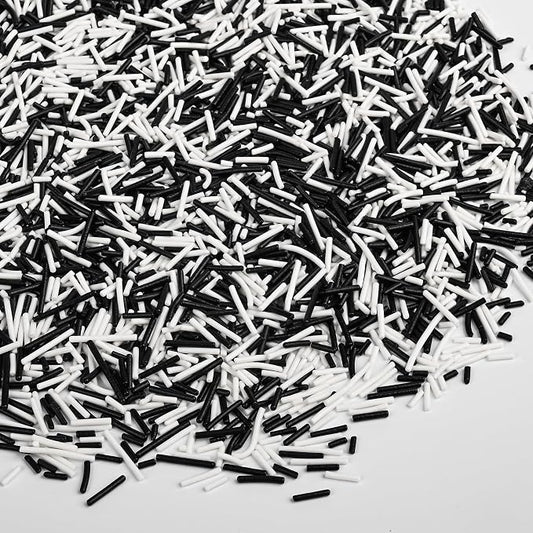 Jimmies Sprinkles for Cake Decorating, White & Black Sprinkles Perfect for Cupcake Toppers Wedding Party Valentines Halloween Christmas Supplies 3.52 Ounce