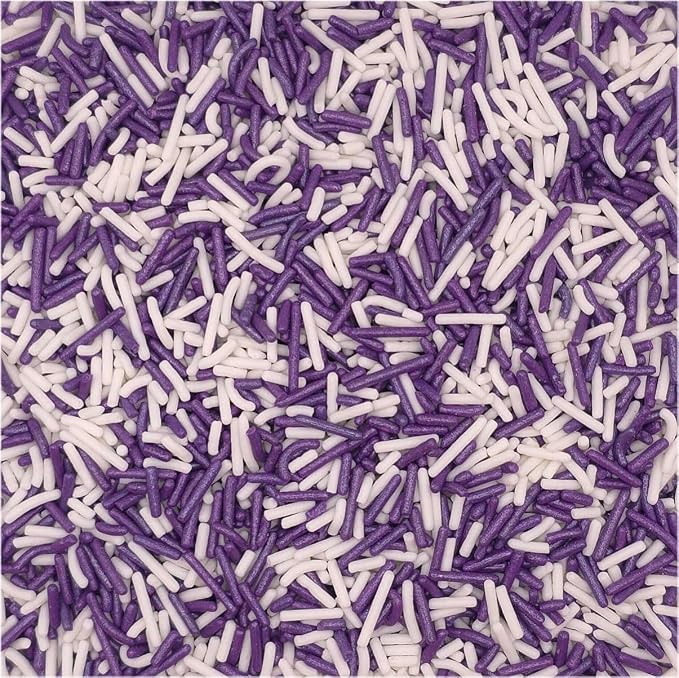 NCS Pearlized Purple & White Jimmies Edible Sprinkles – Cupcake, Cake & Cookie Decorations, 7 oz