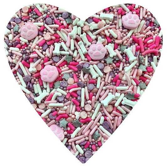 COOL MOM SPRINKLES Pink Dog Birthday Sprinkles (4 oz.) –Girl Dog Paw Themed Sprinkles for Decorating Birthday Cakes, Cupcakes, Cookies & Desserts – Mixed in the USA/Gluten-Free