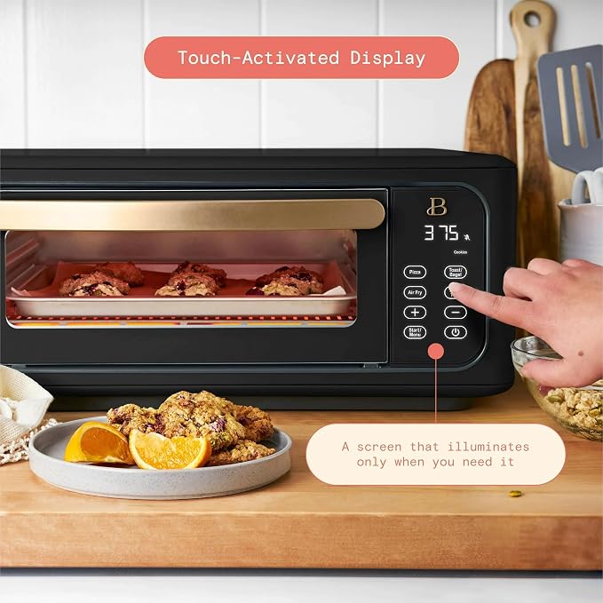Infrared Air Fry Toaster Oven 9 Slice, 1800W Countertop Oven with Convection & Air Fry Functions, Digital Touch Display, Multi Cooking Modes for Baking, Broiling & Reheating (Black Sesame)