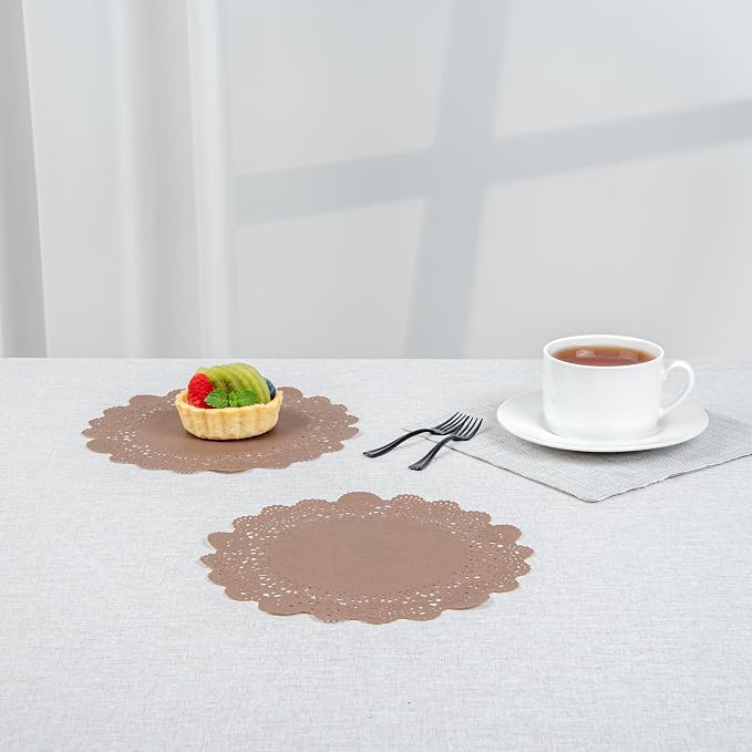 Restaurantware-Pastry Tek 8 x 8 Inch Paper Lace Doilies, 4000 Round Disposable Table Doilies - Elegant Lace Finish, Long Lasting, Brown Paper Lace Doilies, for Pastries, Cupcakes, Desserts