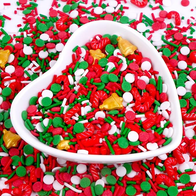 Christmas Sprinkles, Edible Confetti Round, Gold Sprinkles for Cupcake Decorating, Edible Christmas Cake Decorations, Cupcake Toppers, 130g/4.58oz