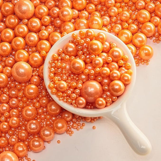 Zali Edible Pearl Sprinkles, Peach Orange, 26 Colors Mixed Size | Sugar Pearls, For Cakes, Cupcakes, Cookies, Donuts & Ice Cream, Gluten Free, Food Grade, Wedding & Festival Decoration