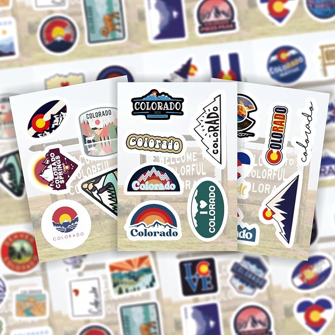 BulbaCraft 100Pcs Colorado Stickers for Water Bottle and Laptop - Colorado Party Supplies & Decorations, Waterproof Vinyl Decals, State Pride and Icon Stickers, Gifts for Women & Men