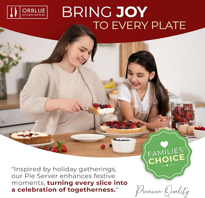 Orblue Pie Server, Essential Kitchen Tool, Serrated on Both Sides, Great for Right or Left Handed Chef, Stainless Steel Flatware, Cake Cutter, Gray