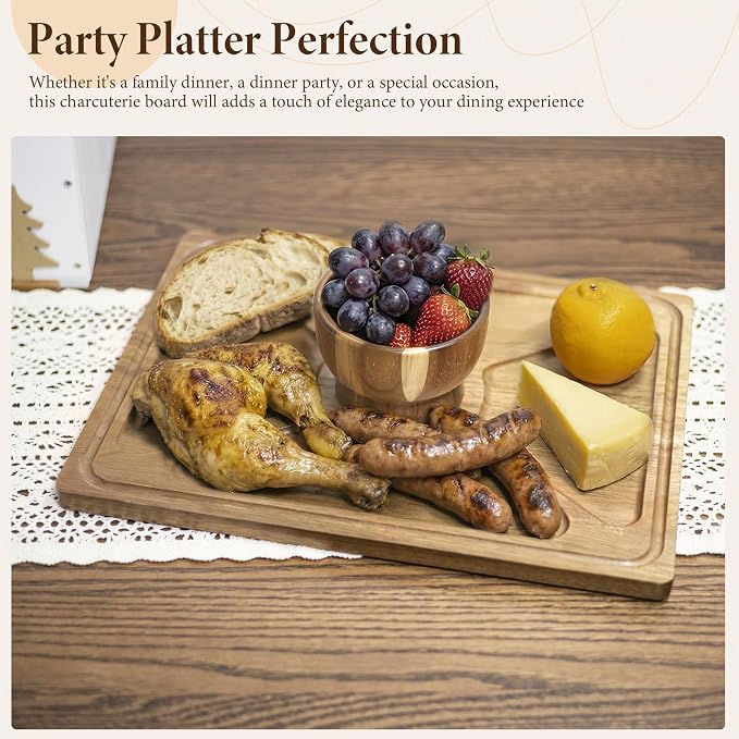 Rectangular Acacia Wood Cake Stand with Thickened Acrylic Cover | 2-in-1 Cake Stand/Charcuterie Board, 15''L*11.5"W, Stablize & Solid, Party Decorations, Gift-Ready, Fit Parties, Holiday